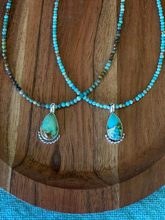 Sonoran Gold Teardrop Turquoise Beaded Necklace