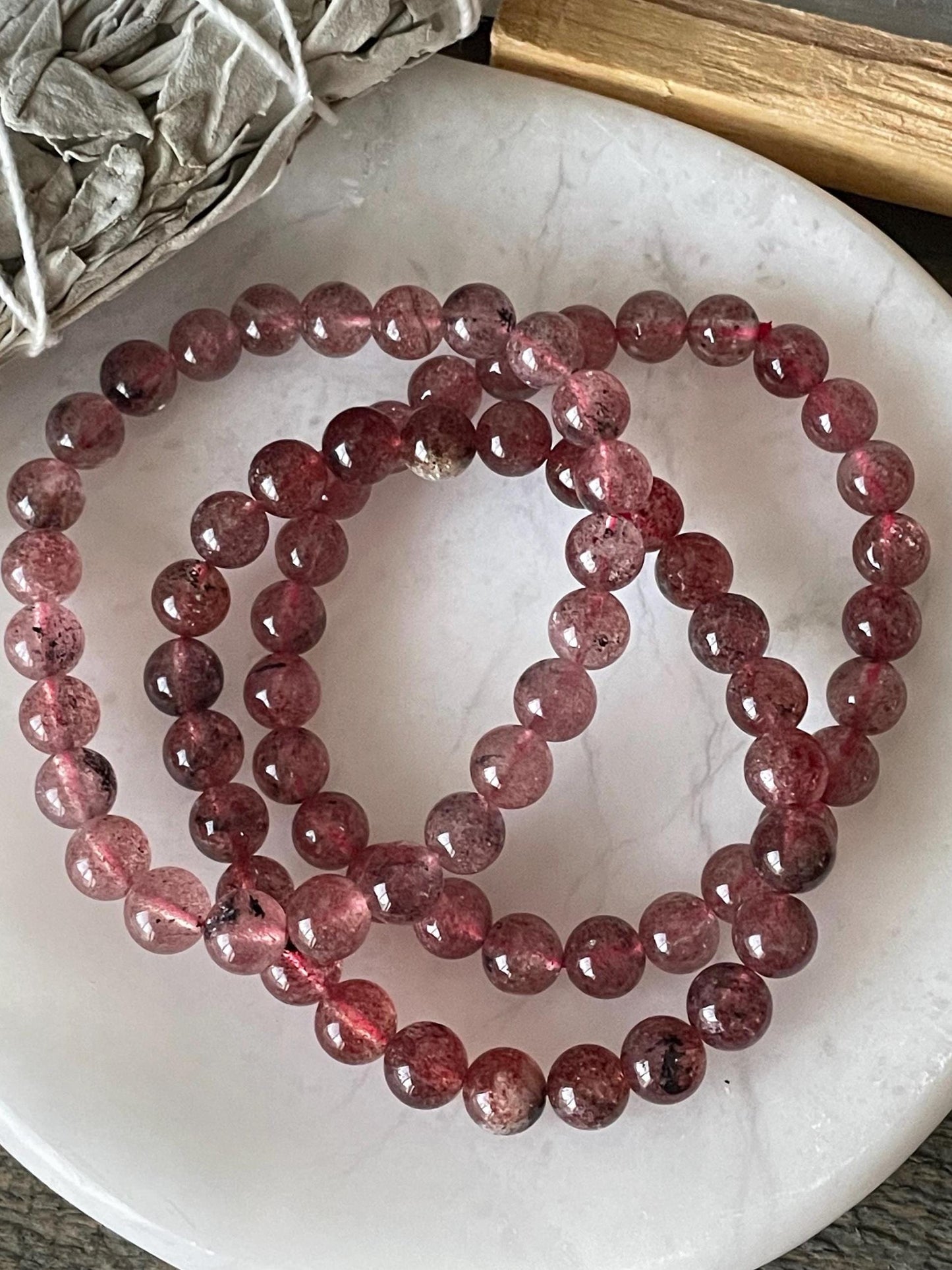 Strawberry Quartz Bead Bracelet