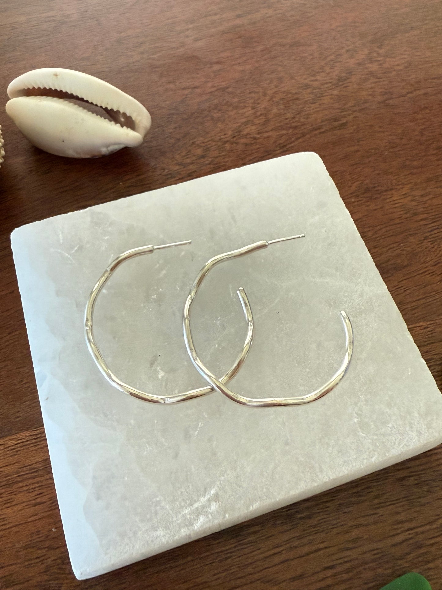 Sterling Silver Wavy Hoop Earrings