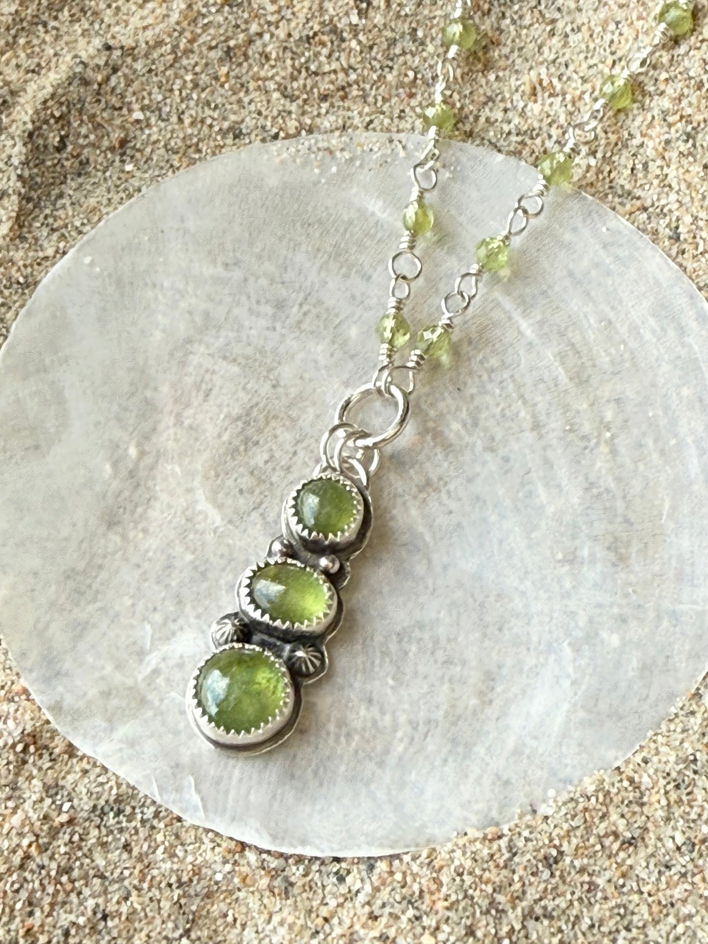 3 Stone Peridot Necklace