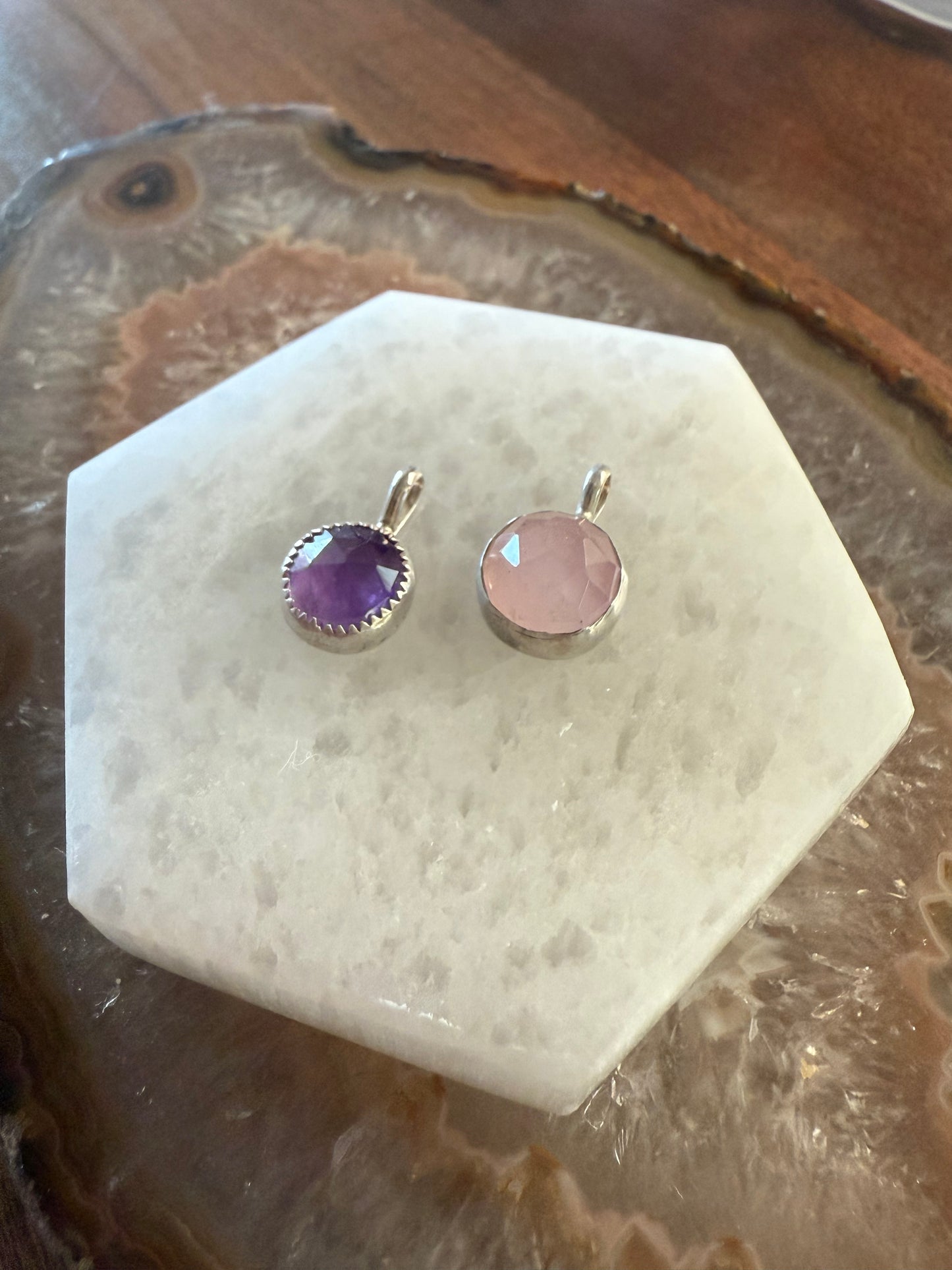 Amethyst or Rose Quartz Pendant