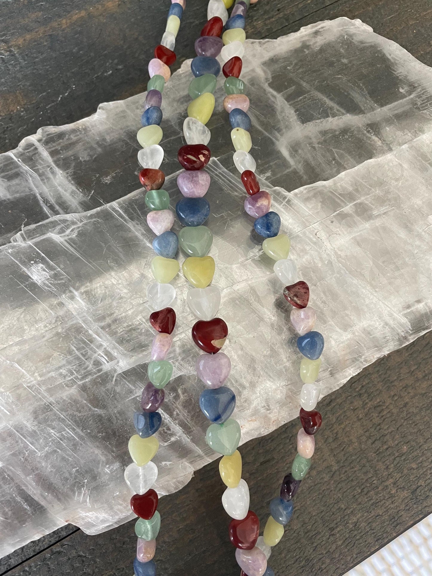 Mixed Gemstone Heart Bead Bracelet
