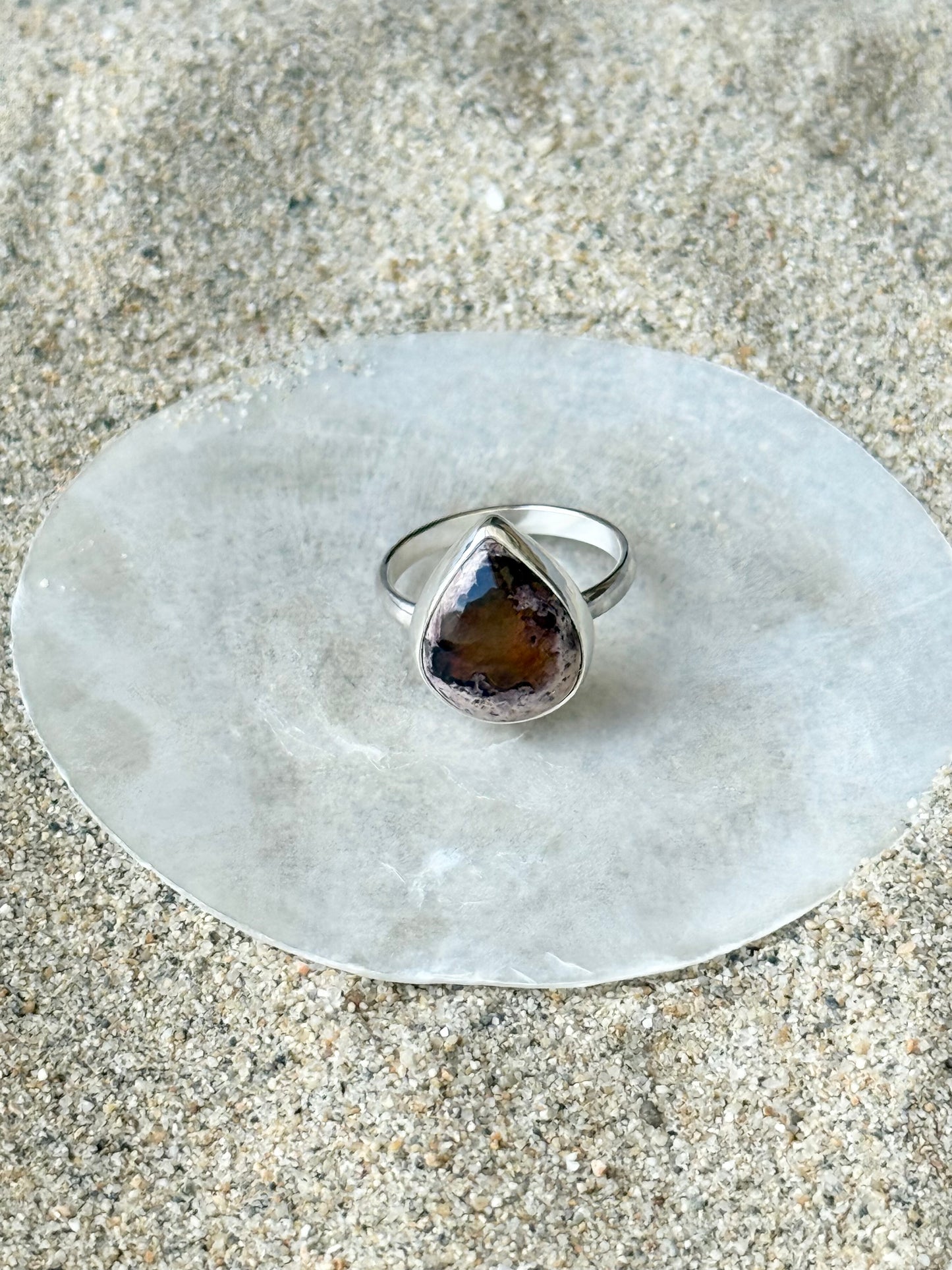 Teardrop Mexican Fire Opal Ring | Size 7.5ish
