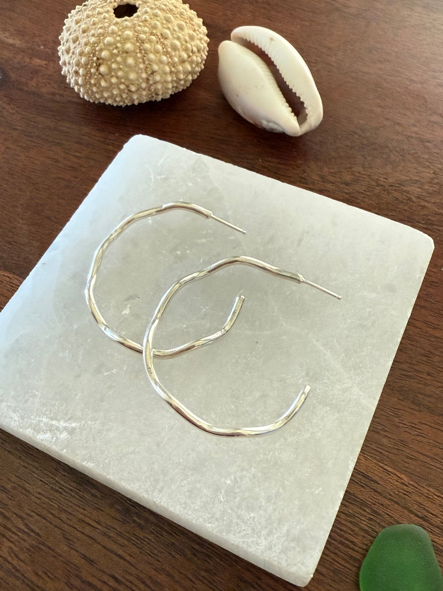 Sterling Silver Wavy Hoop Earrings