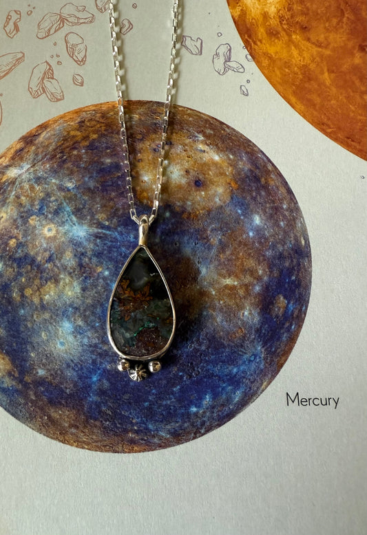 Mercury Necklace | Celestial Jewelry | Handmade Sterling Silver Pendant | Communication & Clarity Jewelry | Spiritual Gift