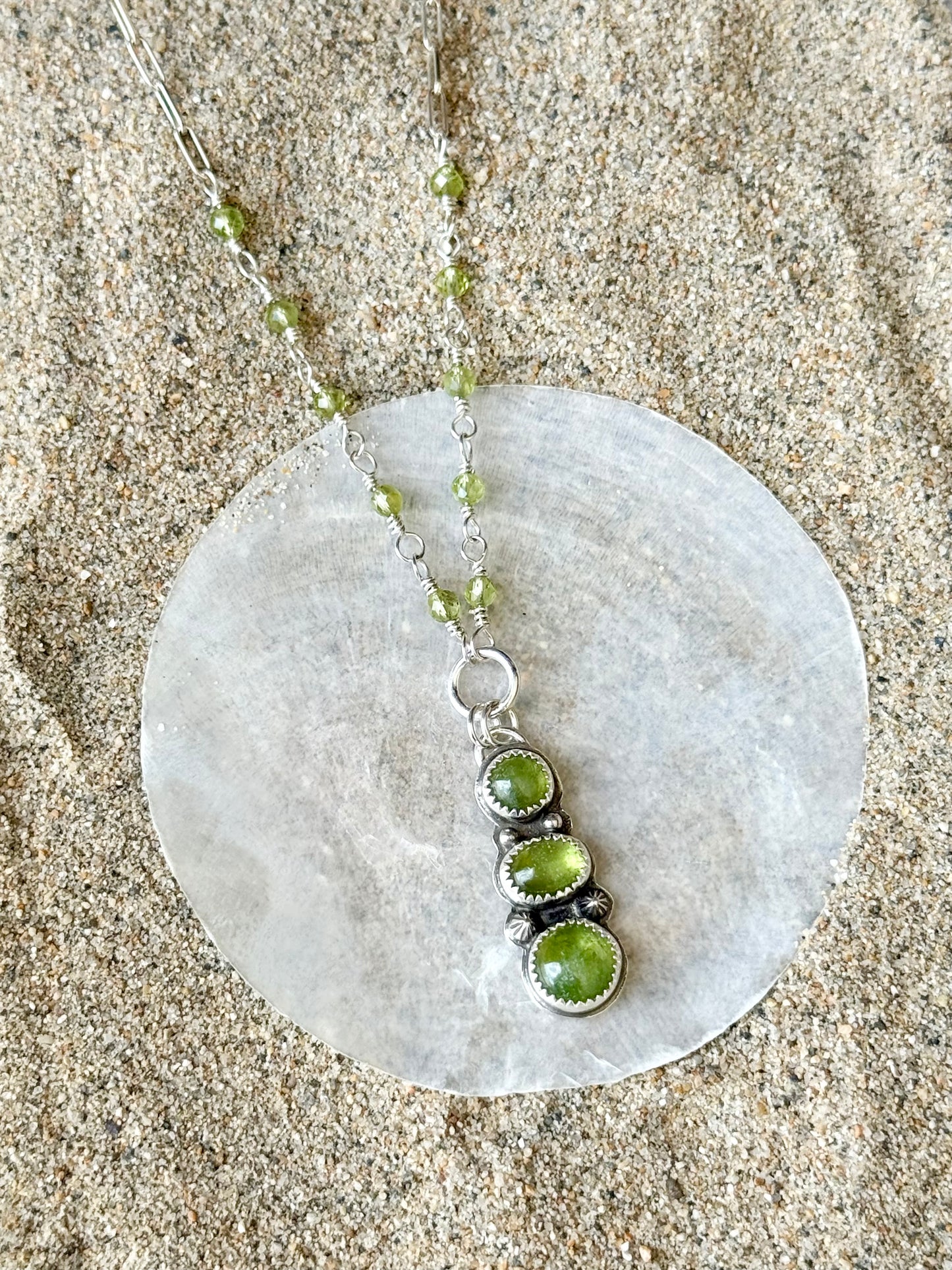 3 Stone Peridot Necklace