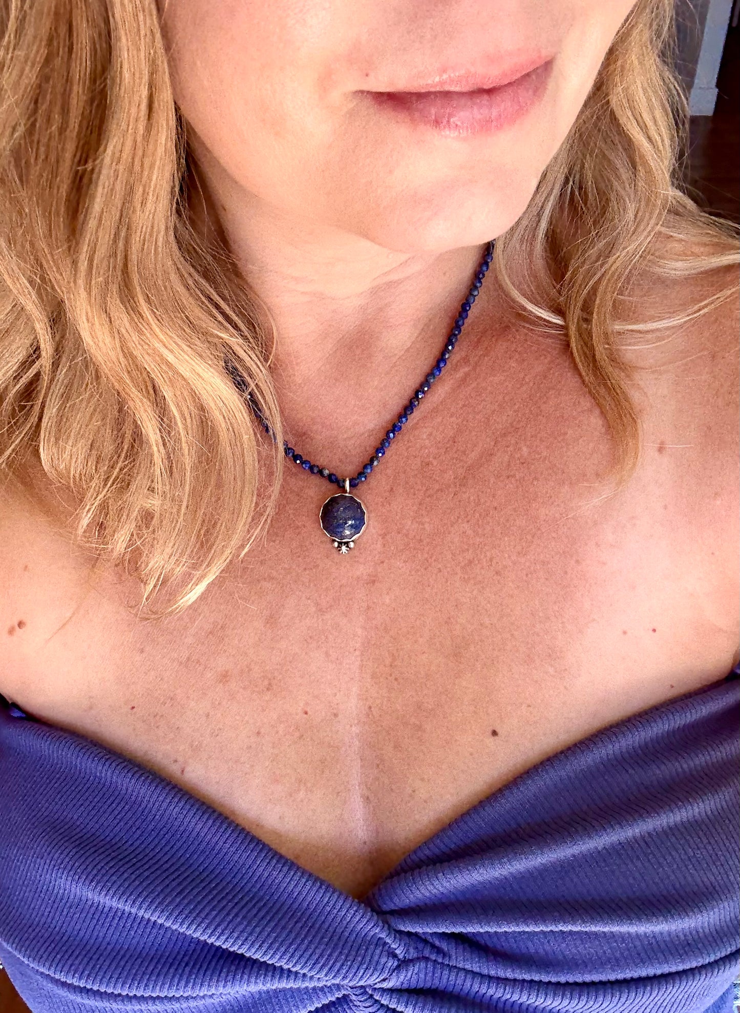 Neptune Necklace | Dream & Intuition Jewelry | Lapis Lazuli Sterling Silver Pendant | Spiritual Energy Jewelry | Celestial Gift