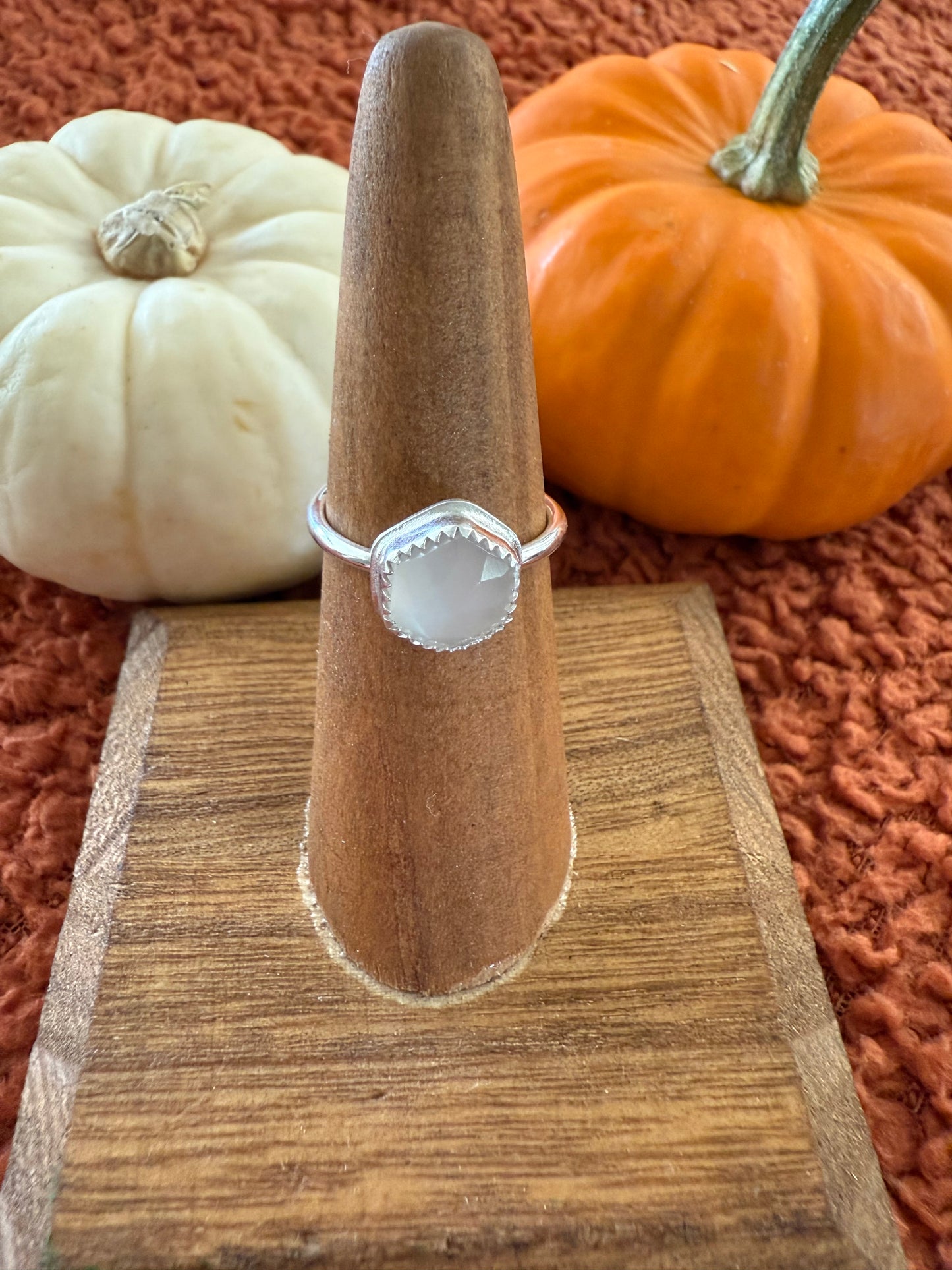 Moonstone "cobweb" Stacker Ring