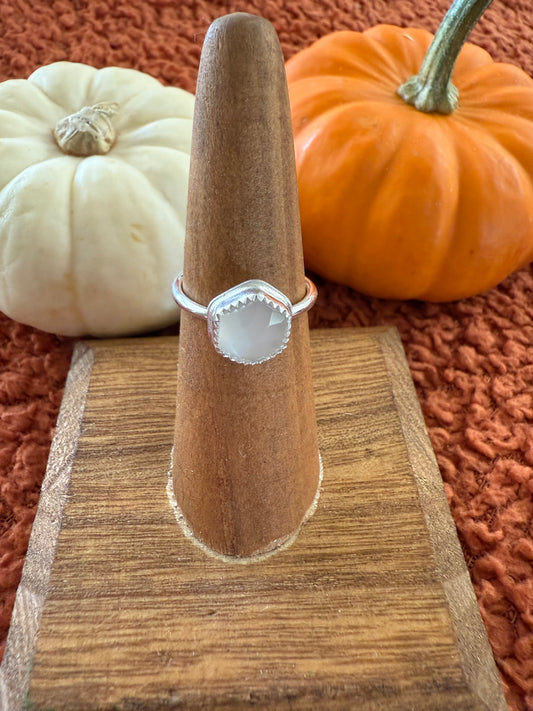 Moonstone "cobweb" Stacker Ring