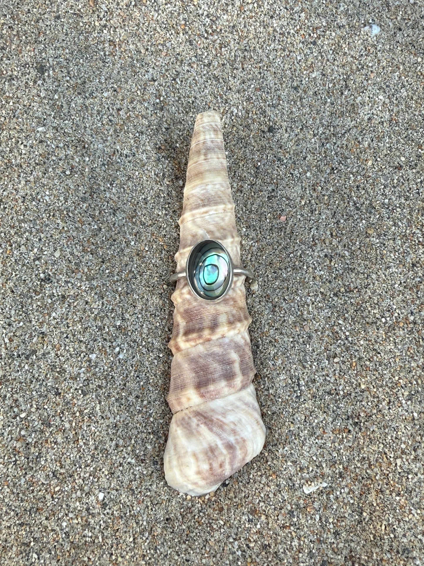 abalone shell sterling silver ring