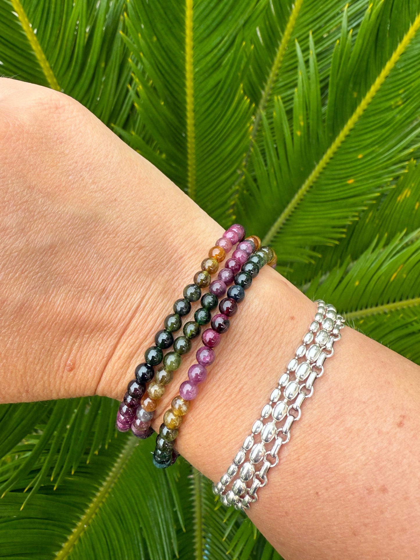 Multi Color Tourmaline Bead Bracelet