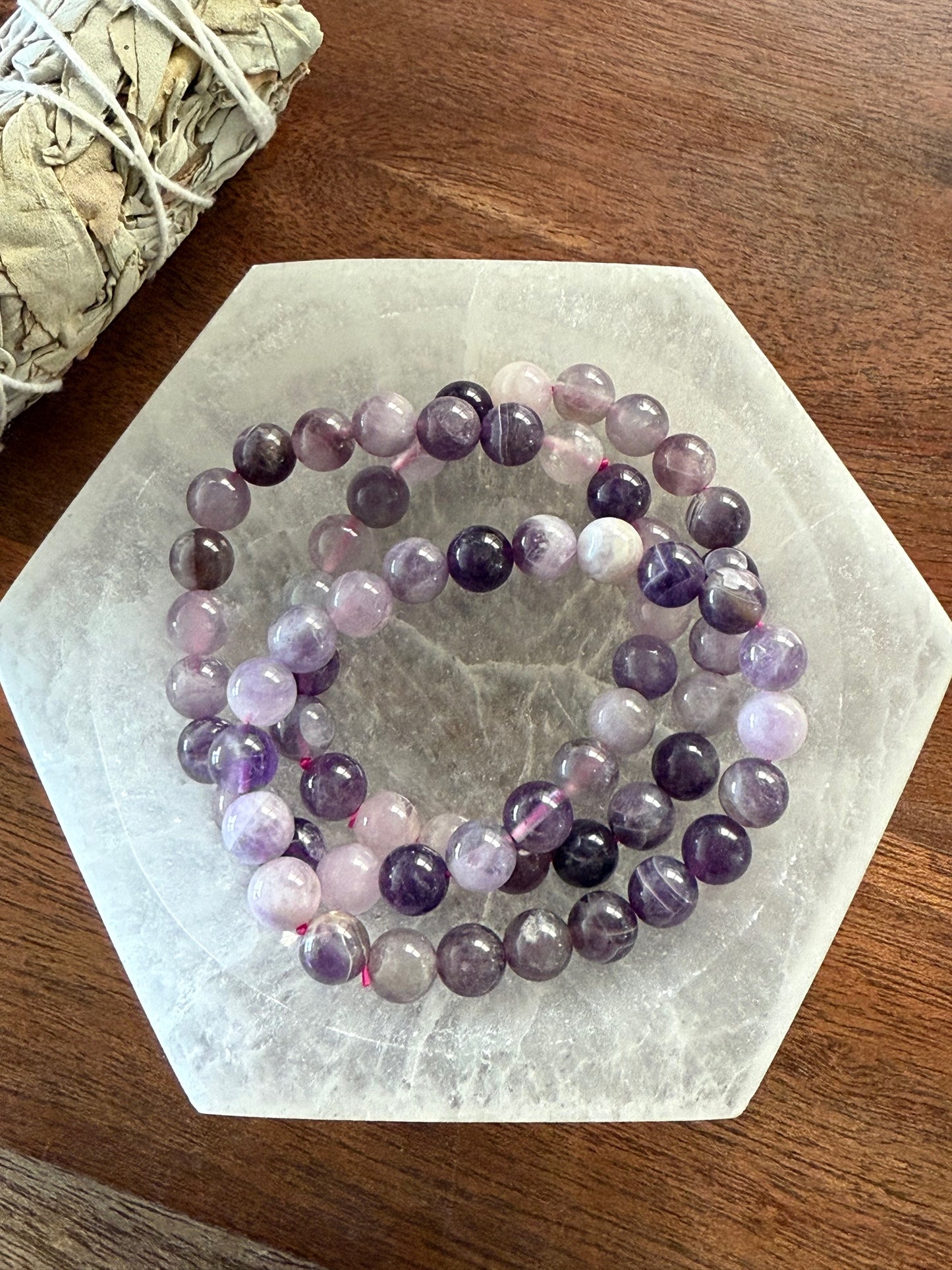 Chevron Amethyst Bead Bracelet