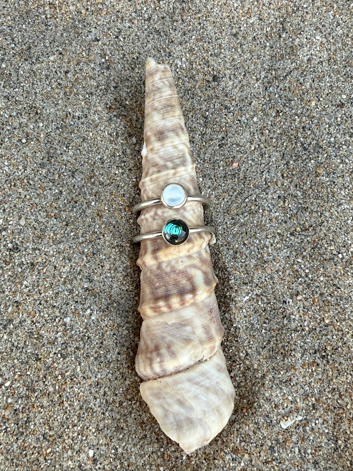 Abalone or Mother of Pearl Stacker Ring