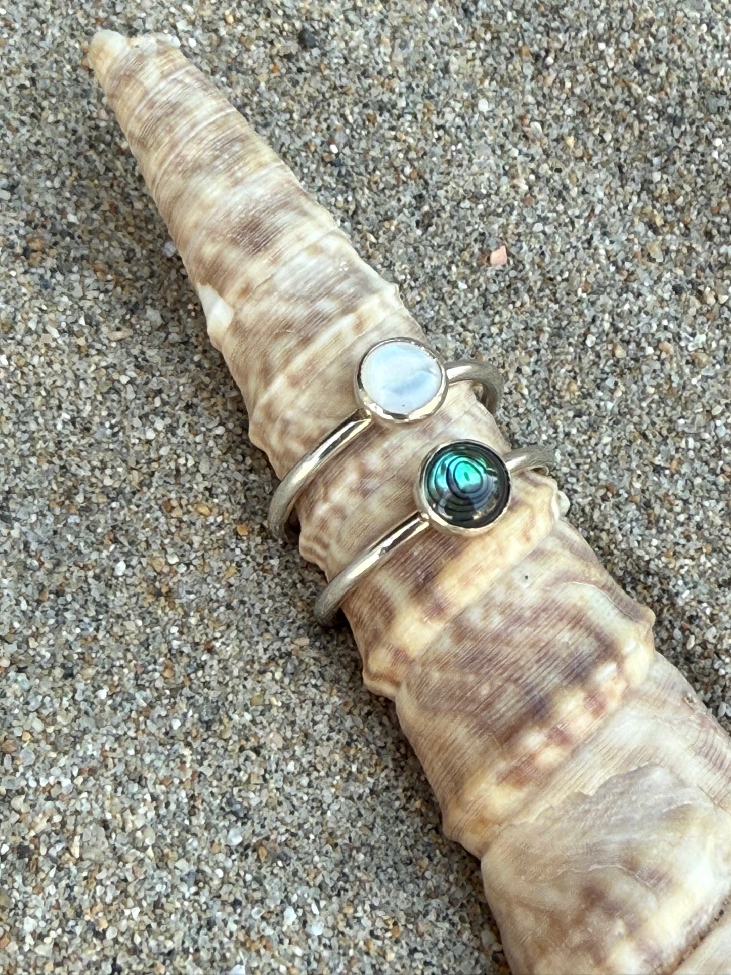 Abalone or Mother of Pearl Stacker Ring