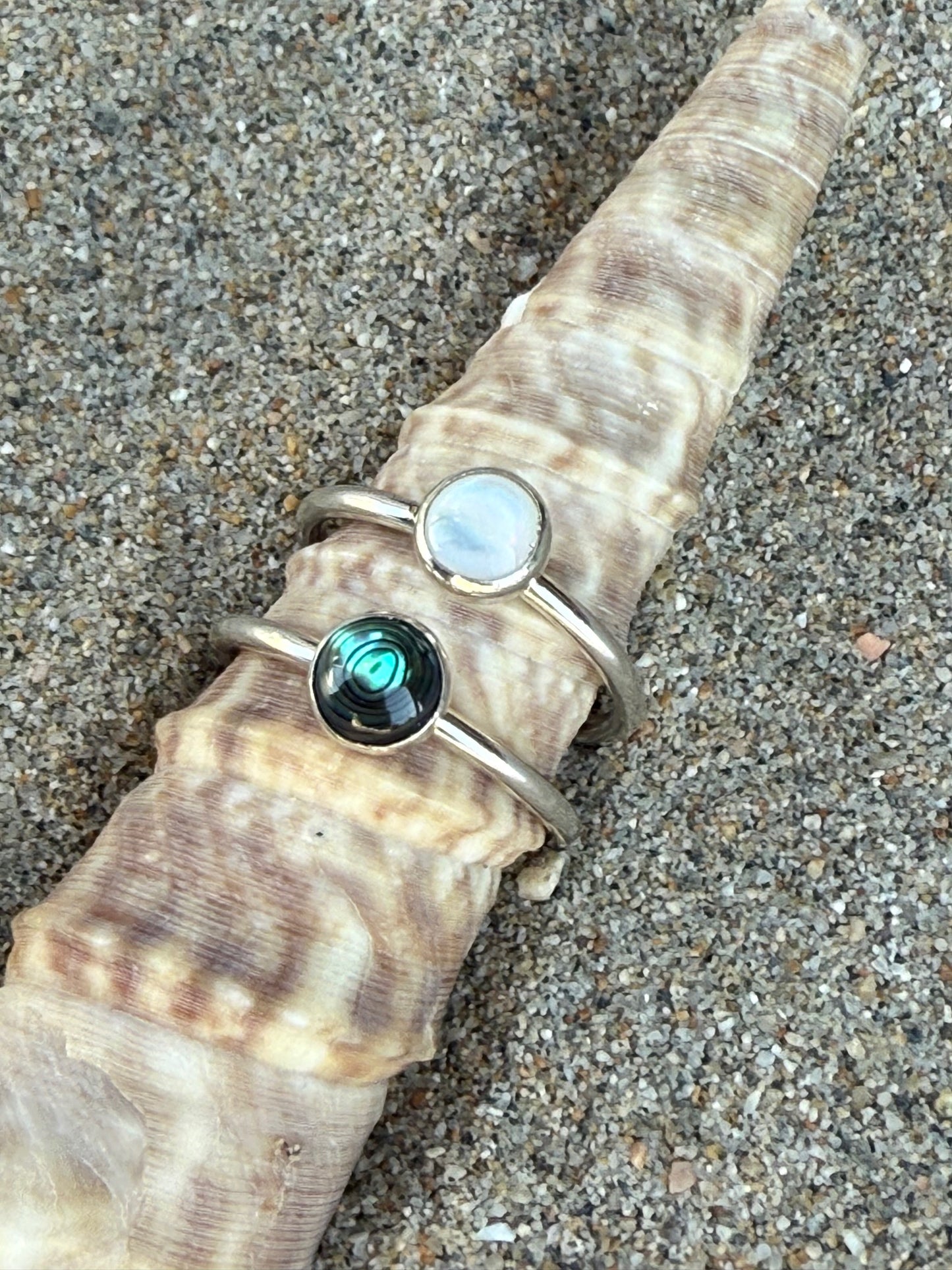 Abalone or Mother of Pearl Stacker Ring