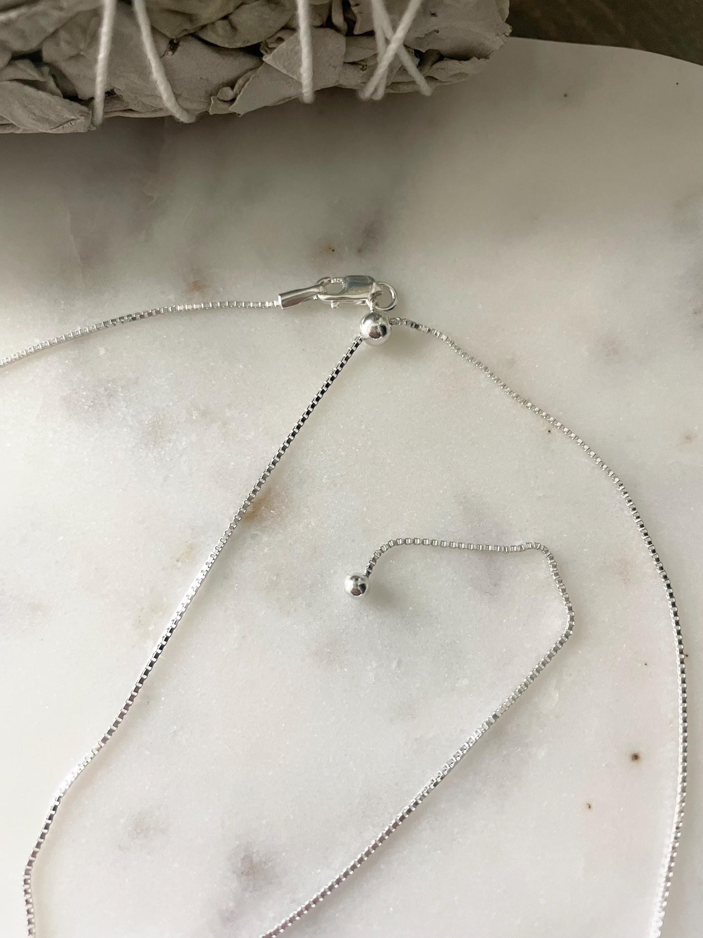 Adjustable Sterling Silver Box Chain | Adjusts up to 24 inches