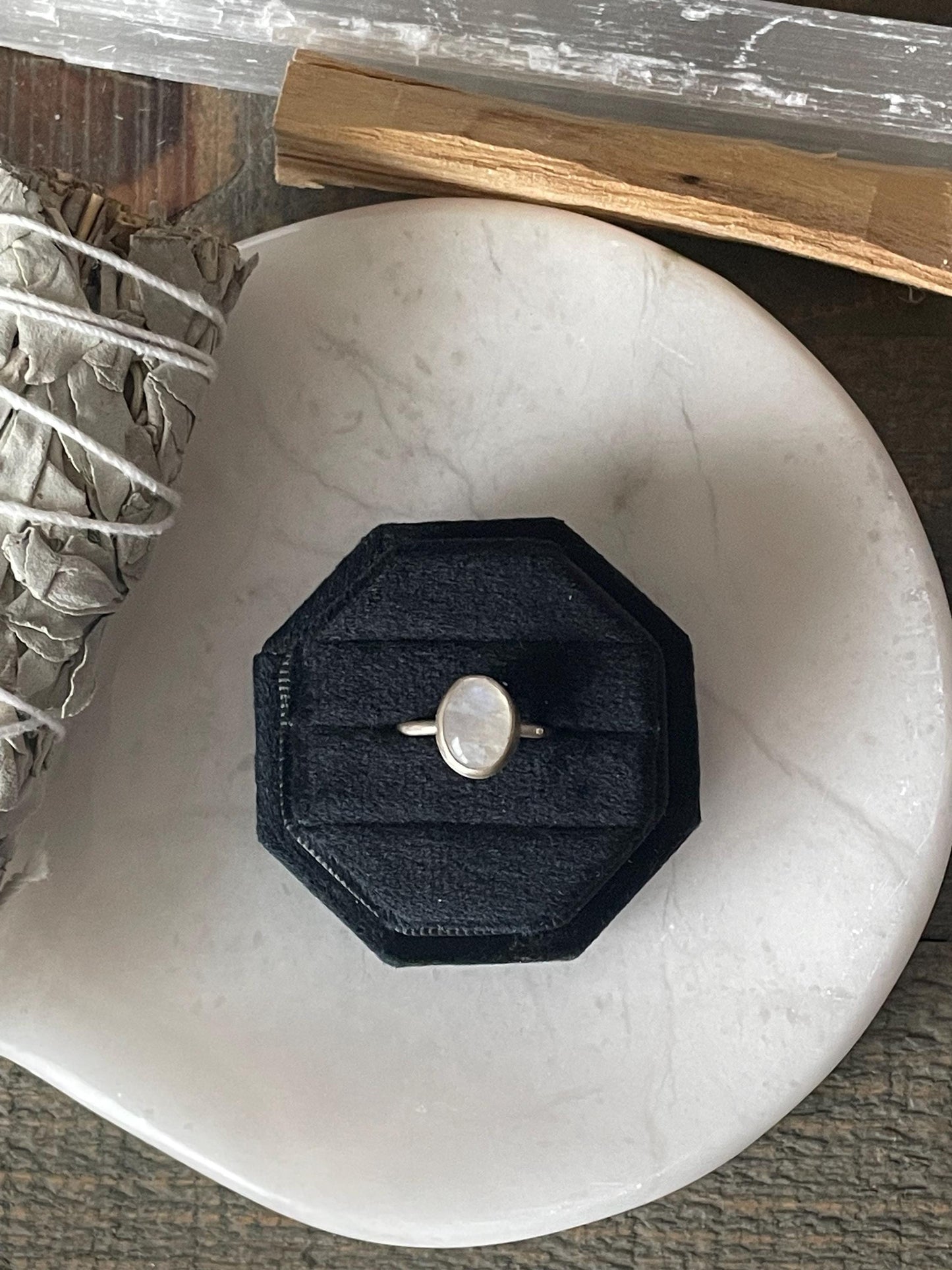Rainbow Moonstone Ring | Size 7