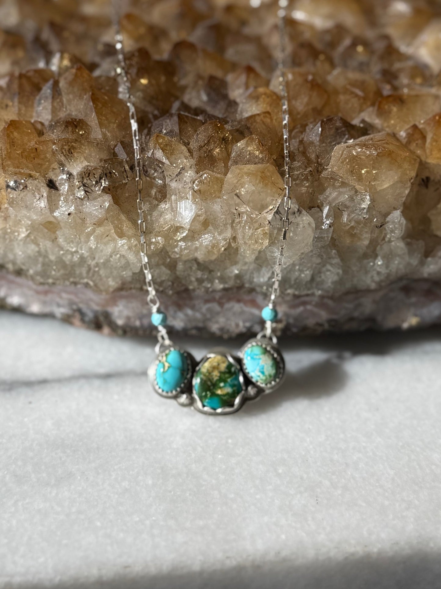 Sonoran Gold Turquoise 3 Stone Necklace