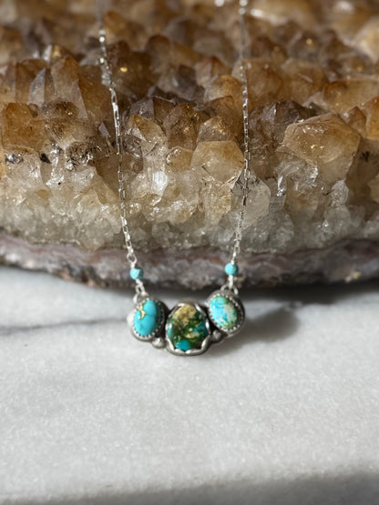 Sonoran Gold Turquoise 3 Stone Necklace
