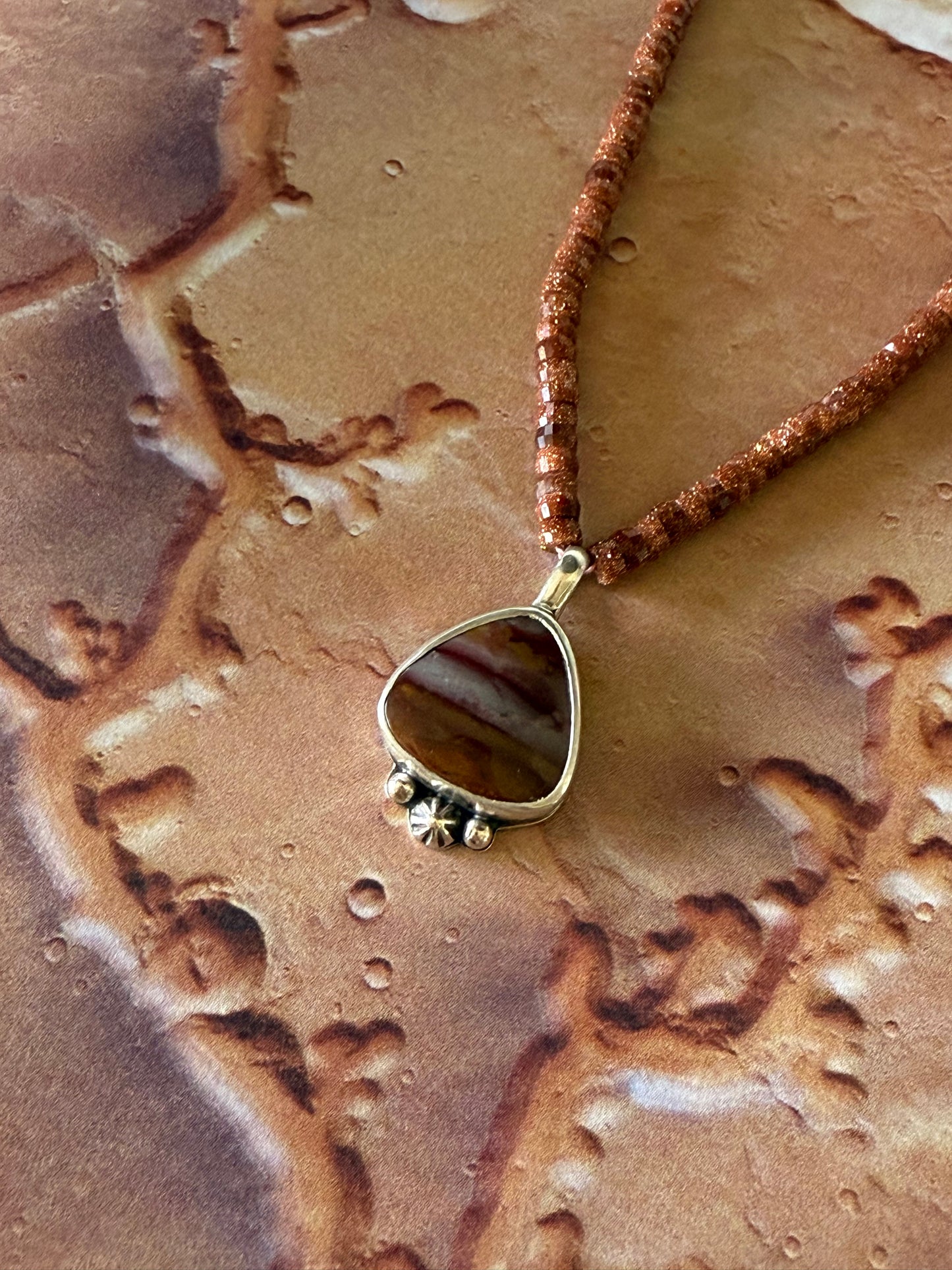 Mars Necklace | Strength & Courage Jewelry | Handmade Mescalero Jasper Sterling Silver Pendant | Warrior Energy Jewelry | Spiritual Gift