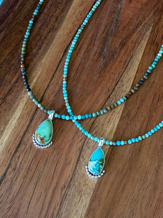 Sonoran Gold Teardrop Turquoise Beaded Necklace