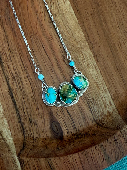 Sonoran Gold Turquoise 3 Stone Necklace