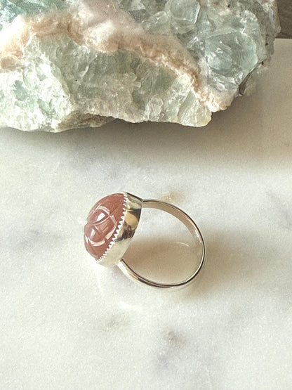 Peach Moonstone Ring | Size 6.5