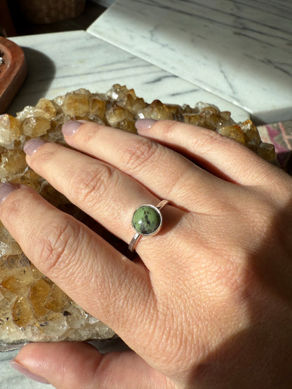 Green Circle Turquoise Ring | Made to Order in Your Size