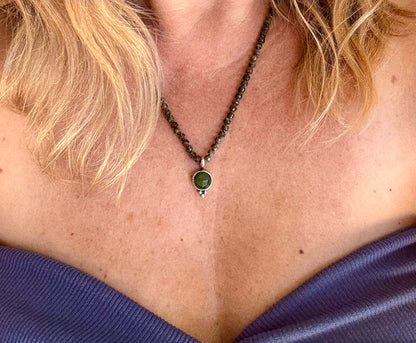 Pluto Necklace | Jade & Dragon Bloodstone | Handmade Sterling Silver Pendant | Shadow Work Jewelry | Spiritual Gift