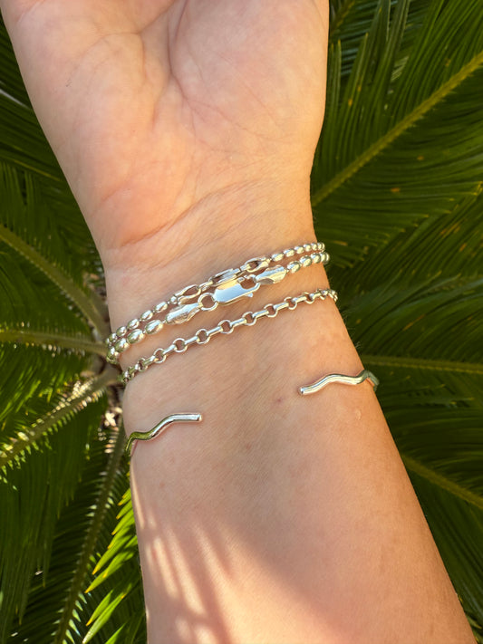 Sterling Silver Wave Cuff Bracelet
