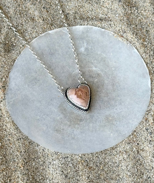 Mexican Fire Opal Heart Necklace