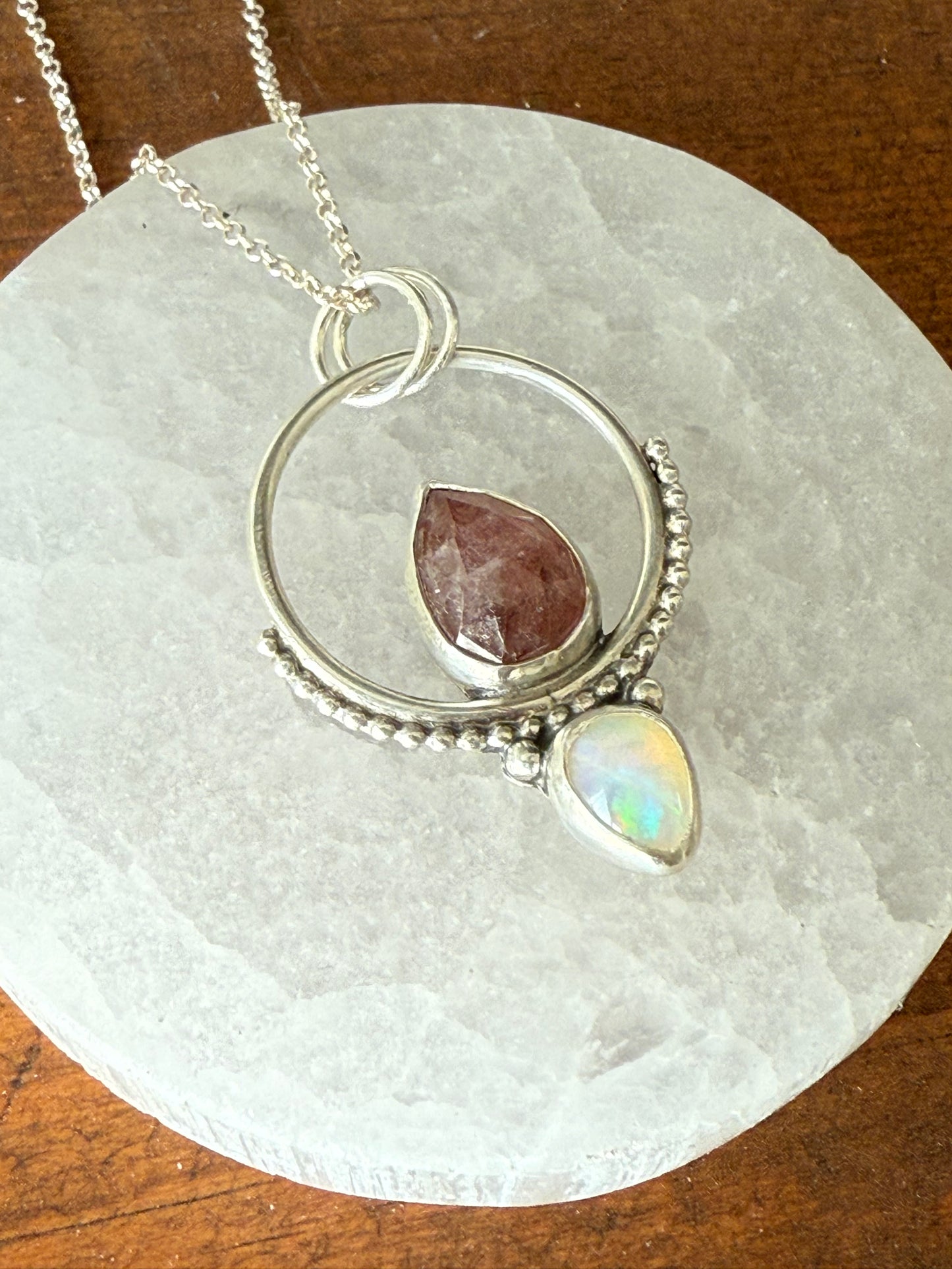Strawberry Quartz & Ethiopian Opal Necklace