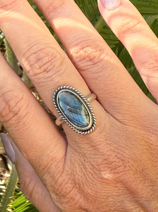 Oval Labradorite Ring | Size 6.5