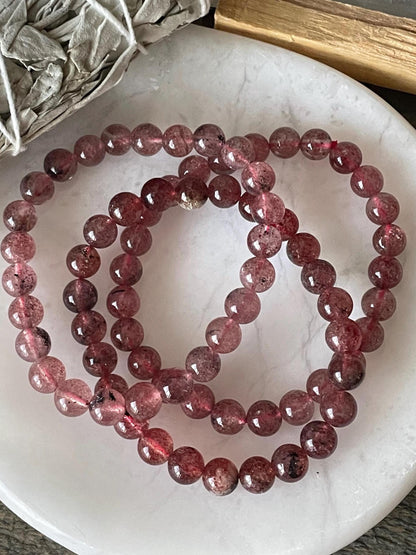 Strawberry Quartz Bead Bracelet
