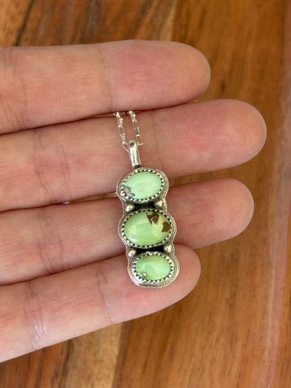 3 Stone 'mint' colored Turquoise Necklace