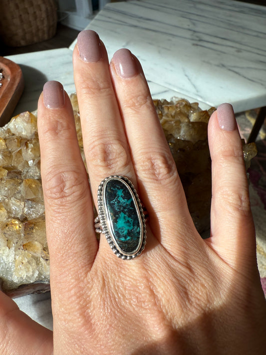Black Buffalo Turquoise Ring | Size 7.5