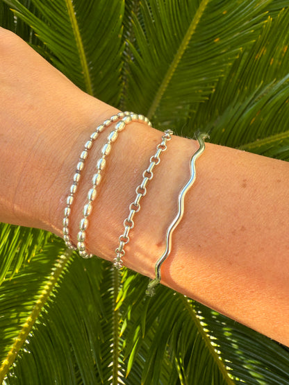 Sterling Silver Wave Cuff Bracelet