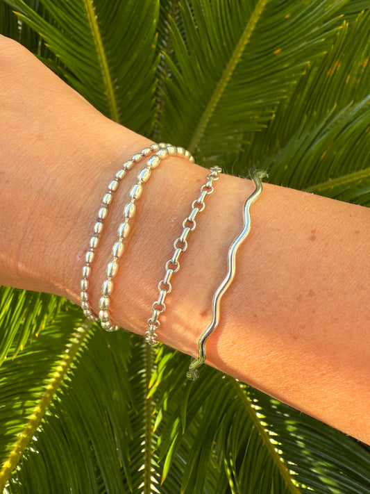 Sterling Silver Wave Cuff Bracelet