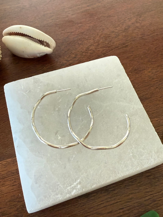 Sterling Silver Wavy Hoop Earrings