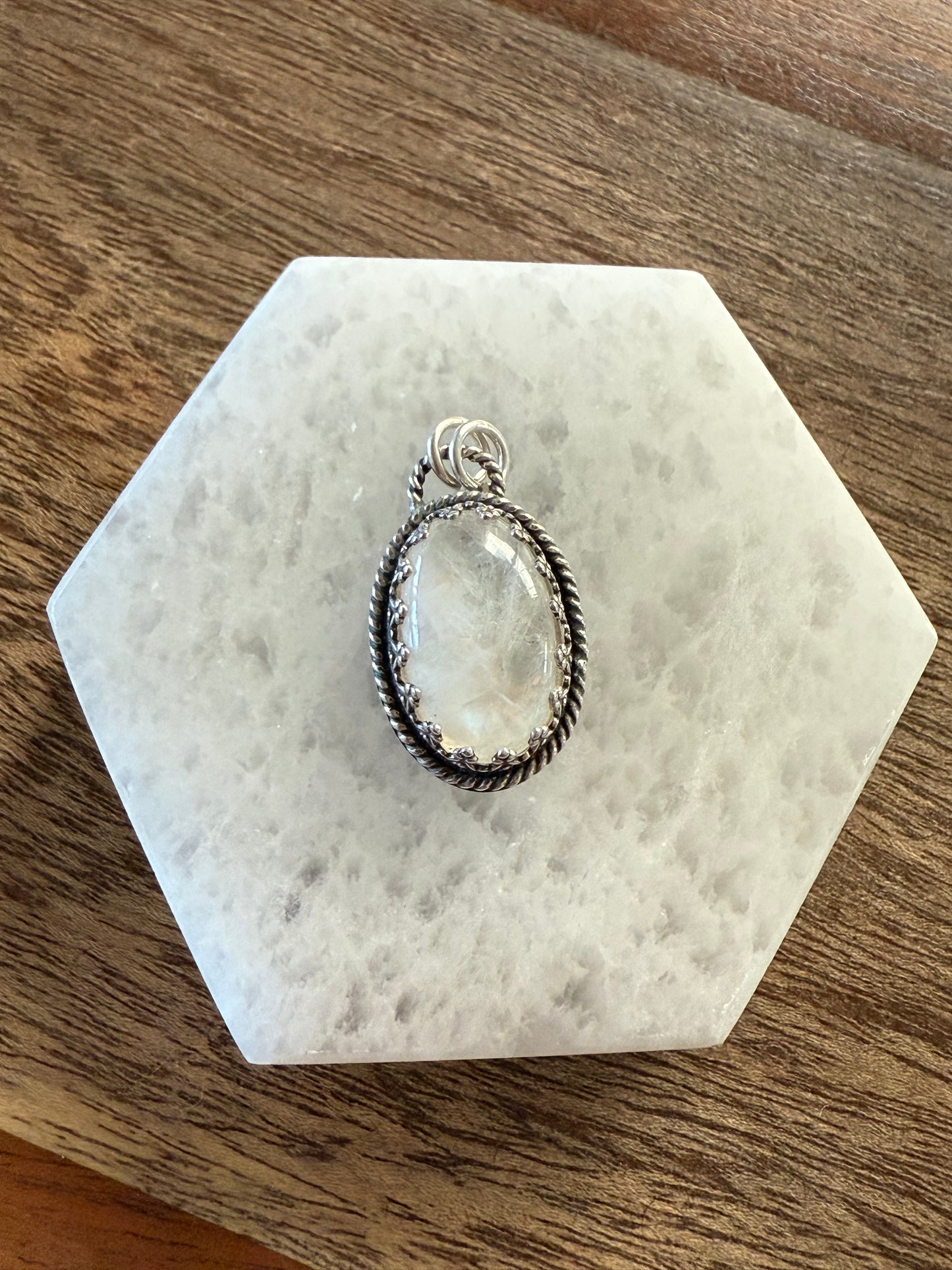 Oval Rainbow Moonstone Pendant