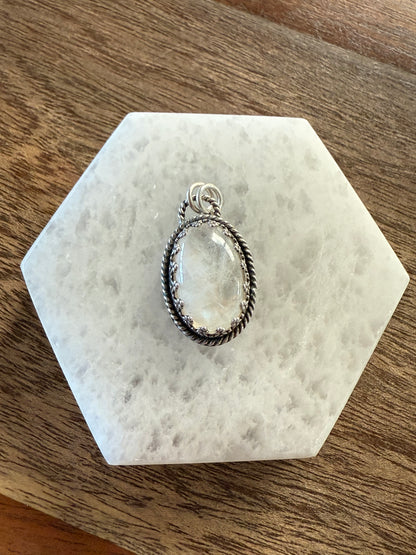 Oval Rainbow Moonstone Pendant