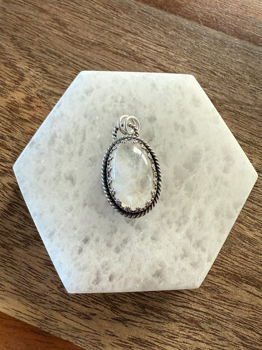 Oval Rainbow Moonstone Pendant