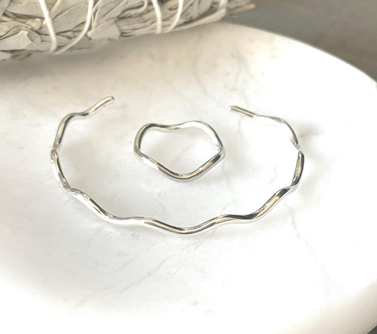 Sterling Silver Wave Cuff Bracelet