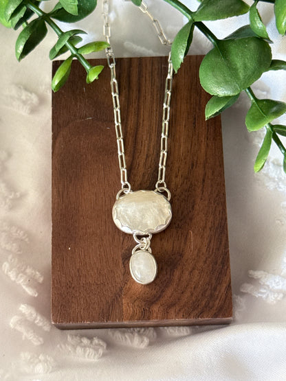 2 Stone Rainbow Moonstone Necklace