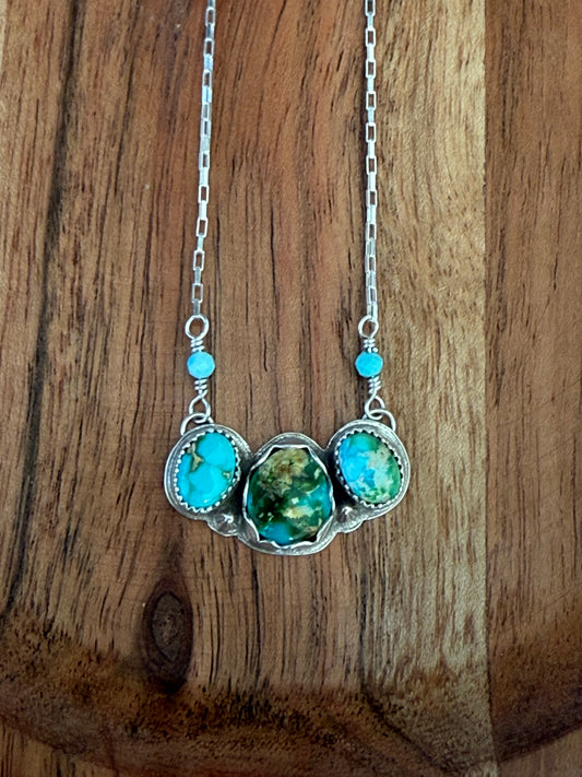 Sonoran Gold Turquoise 3 Stone Necklace