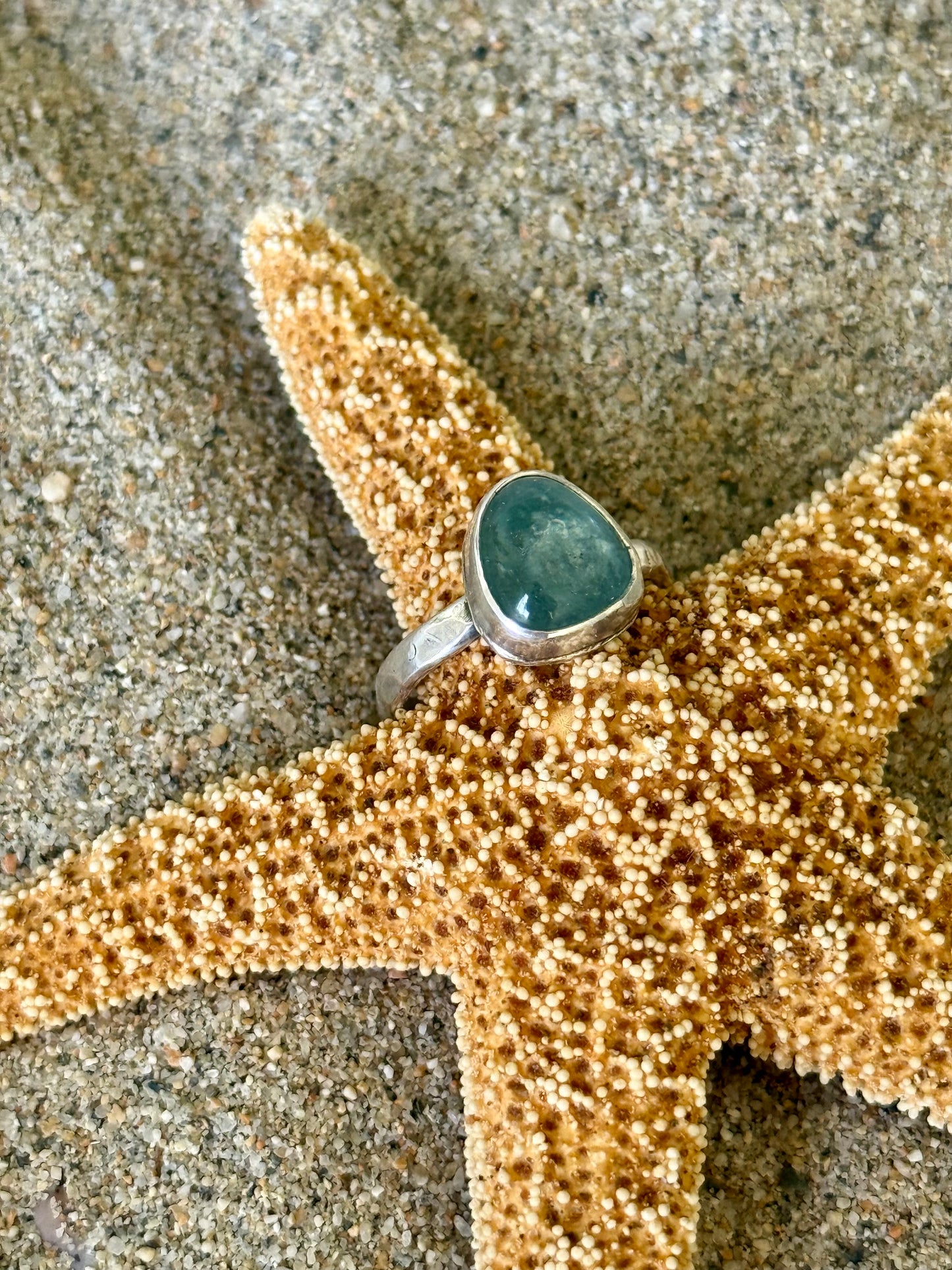 Dainty Mermaid Ring | Green Apatite Stacker Ring