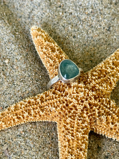 Dainty Mermaid Ring | Green Apatite Stacker Ring