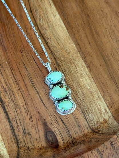 3 Stone 'mint' colored Turquoise Necklace