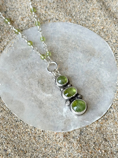 3 Stone Peridot Necklace