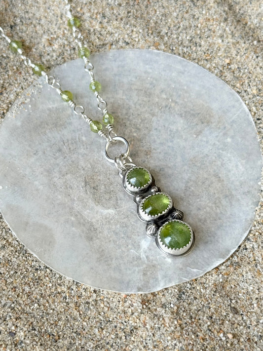 3 Stone Peridot Necklace